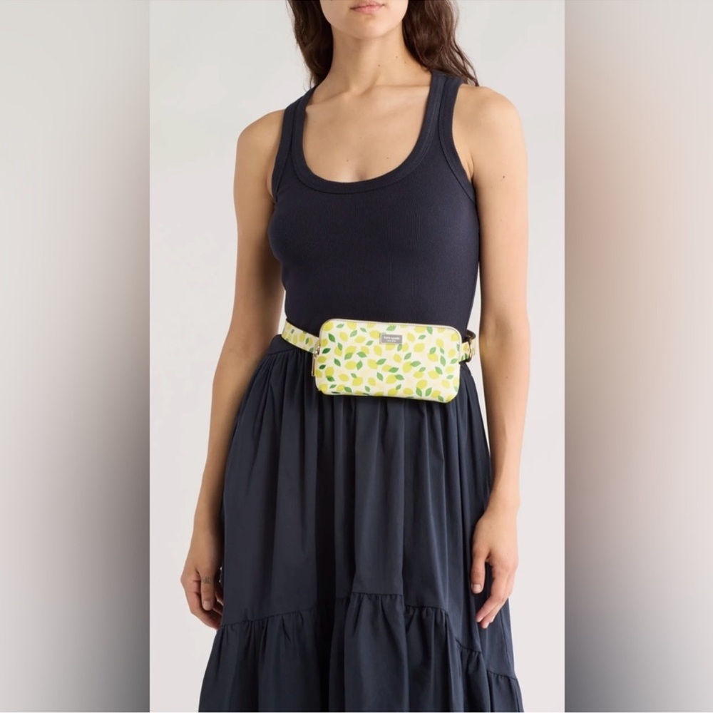 Kate Spade Lemon belt bag gabby pack yellow white purse zipper lemons